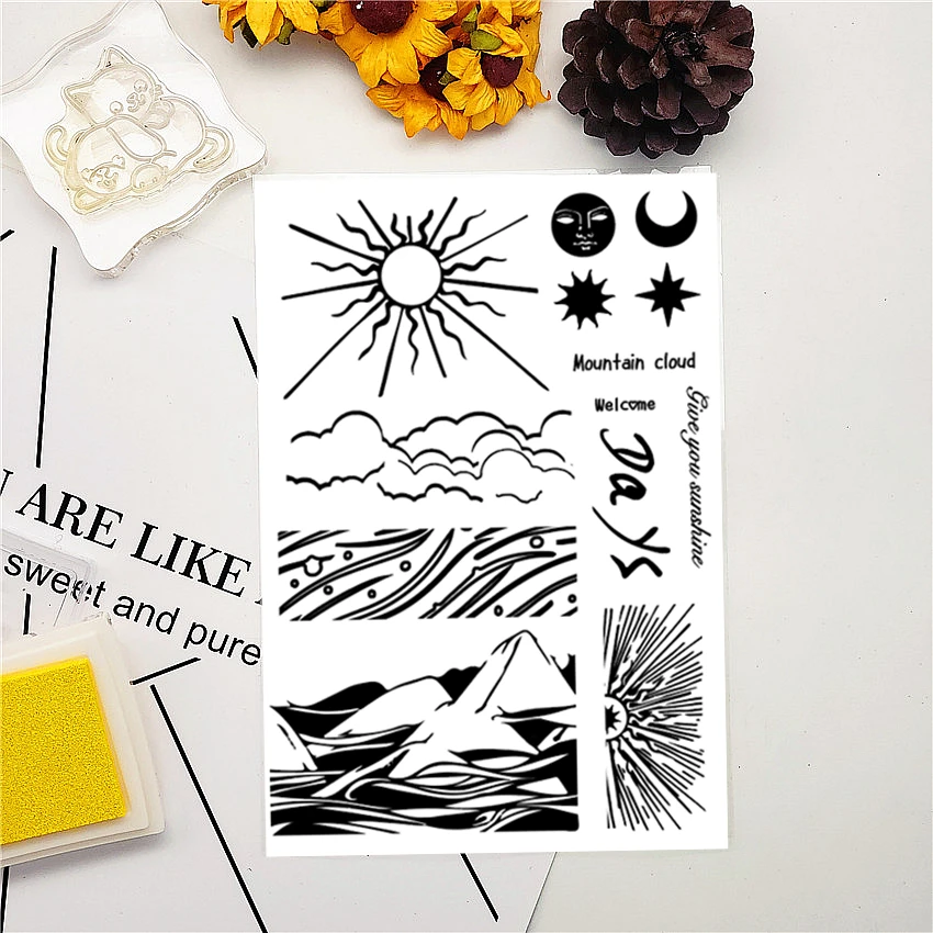 11x16CM Sunrise clouds Transparent Seal Clear Stamps Silicone Roller DIY Scrapbook Album / Card Production Easter | Дом и сад