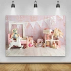 Laeacco розовый стены и пола для новорожденных вечеринка по случаю рождения ребенка фон для фотосъемки с изображением Игрушки для девочек номер Декор Фон для фотосъемки фотосессия Фотостудия