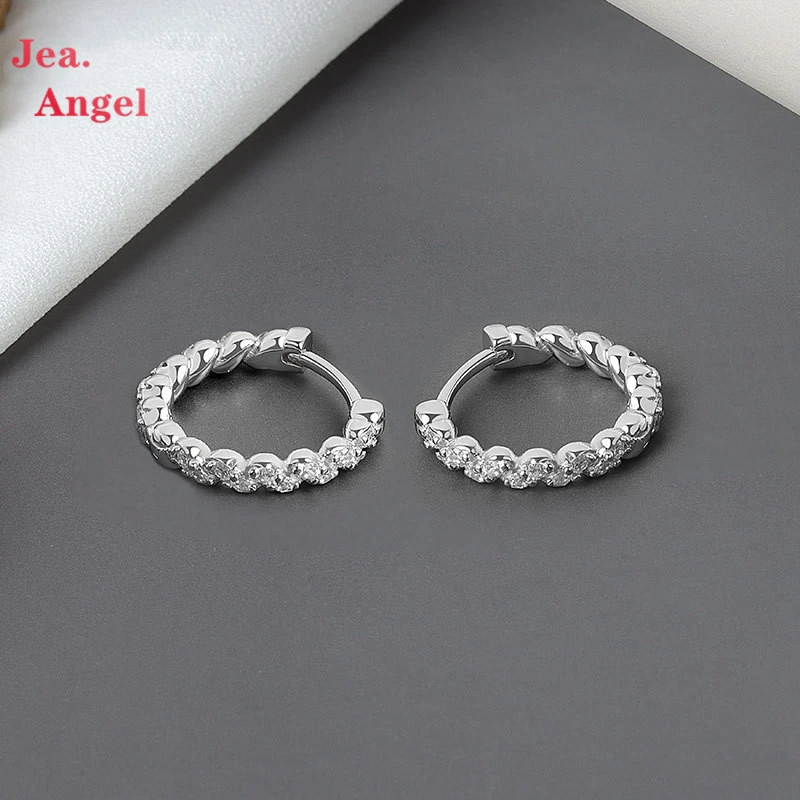 

Jea.Angel 925 Silver Geometric Twist Rhinestone Zircon Stud Earrings Women Trendy Fashion Light Luxury Jewelry Coiuple Gift