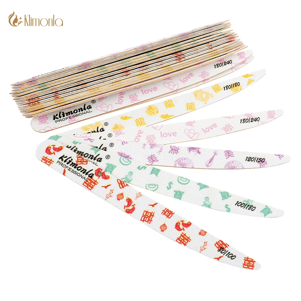 

10Pcs/lot White Sandpaper Wood Nail File Flower Printed Chinese Character Designed Manicure Sanding File Nail Polishing 100/180
