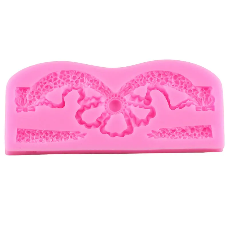 Baroque Relief Bow Ribbon Border Silicone Mold Crown Cupcake Topper Fondant Cake Decorating Tools Candy Chocolate Gumpaste Mould | Дом и сад