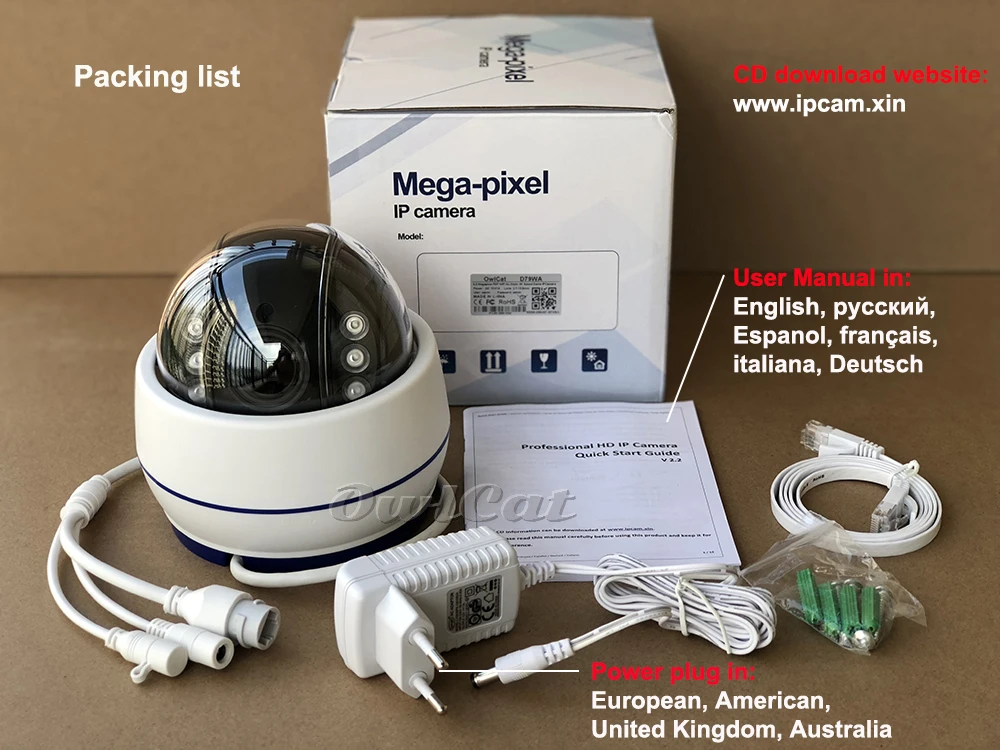 OwlCat Крытая купольная IP камера wifi 1080P 2MP 5MP HD 5x оптический зум PTZ Аудио Микрофон Беспроводная сетевая камера видеонаблюдения