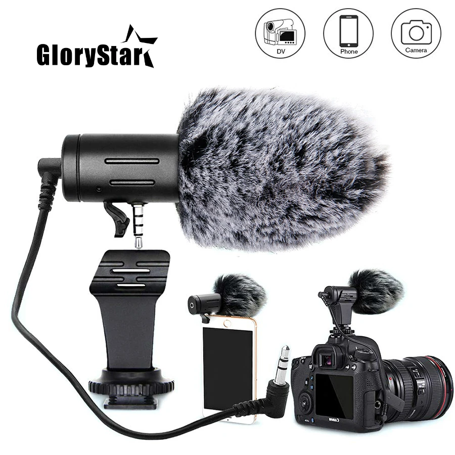 

RYH 3.5mm Plug Camera Microphone Condenser Recording Microfone Ultra-wide Audio Studio MIC For Canon Sony Nikon DSLR DV Vlog