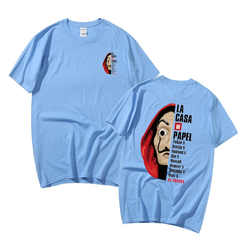 Футболка с короткими рукавами для мужчин брендовая одежда принтом Дом Paper Money Heist