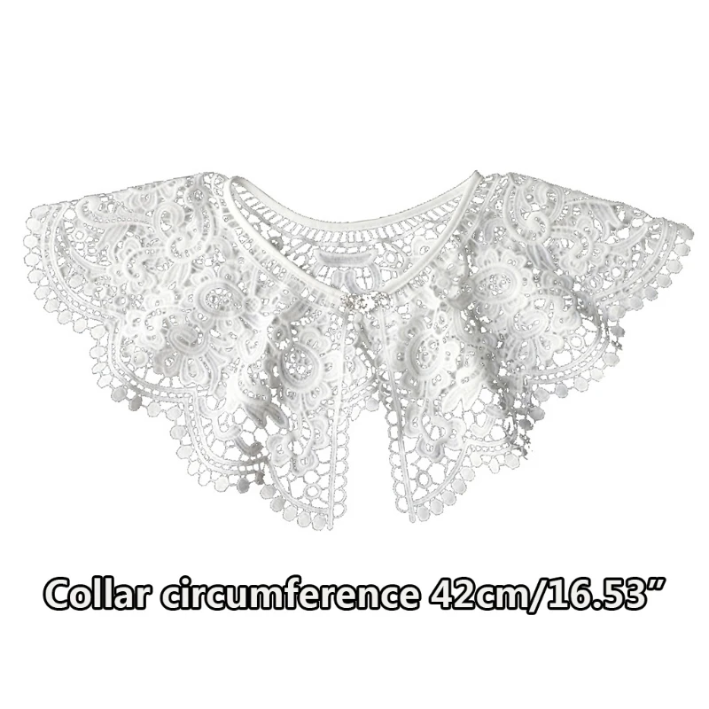 

Vintage Hanfu Style Fake Collar Shawl Hollow Out Floral Lace Necklace Half Shirt XX9D