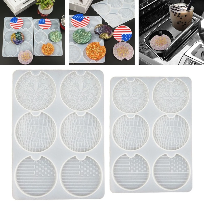 

XXFD Car Coaster Epoxy Resin Mold Cup Mat Mug Pad Silicone Mould DIY Crafts Ornaments Serving Tray Casting Tools