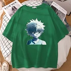 Мужские футболки с рисунками из аниме HunterHunter, крутая свободная футболка, креативная Винтажная футболка, модная мужская футболка оверсайз с коротким рукавом