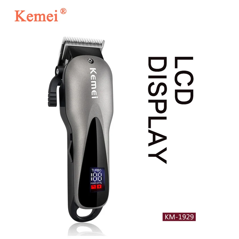 Kemei KM 1929 машинка для стрижки волос 100 240 В профессиональная электрическая ЖК