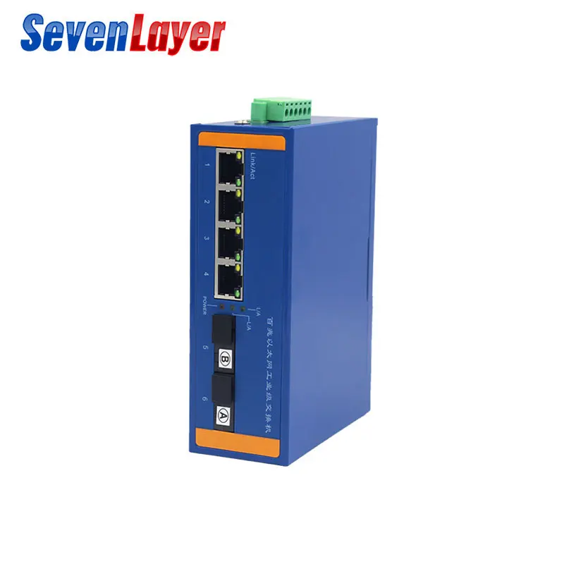 Промышленный Ethernet коммутатор Ethernet 10/100 м сигнал усиления DIN Rail Тип медиа-конвертер 4 порт Ethernet 2 волокна