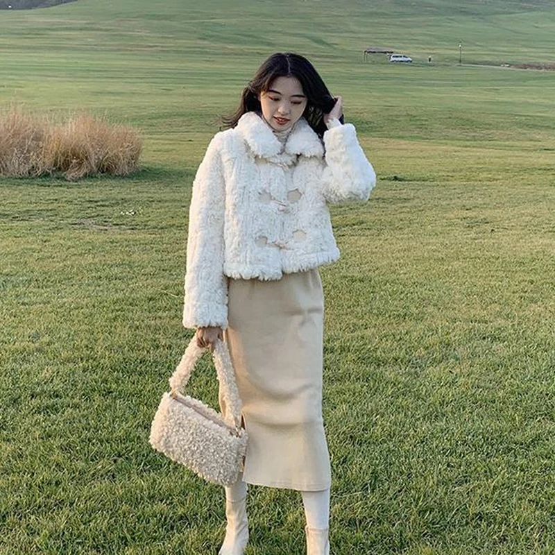 Осень-зима 2021 милая модная шуба из искусственного меха Женская Толстая теплая
