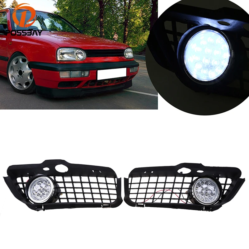 

POSSABY Halogen/LED Car Fog Light Lamp Assembly for 1995-1998 VW Cabrio Models Only Grille Fog Lights for 1993-1998 VW Golf