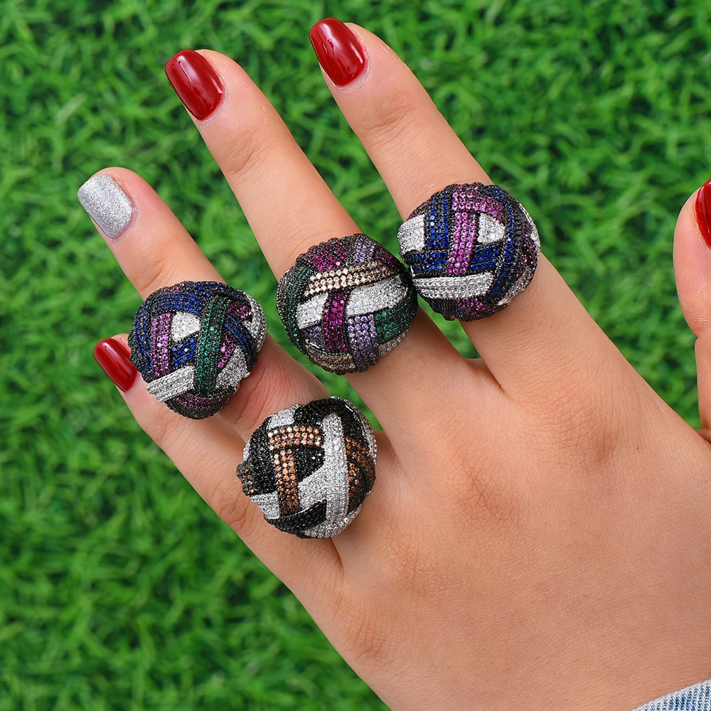 

Blachette Luxury Design Magnificent Statement Cubic Zircon Jewelry For Women Wedding Engagement Daily Dubai Punk Big Finger Ring