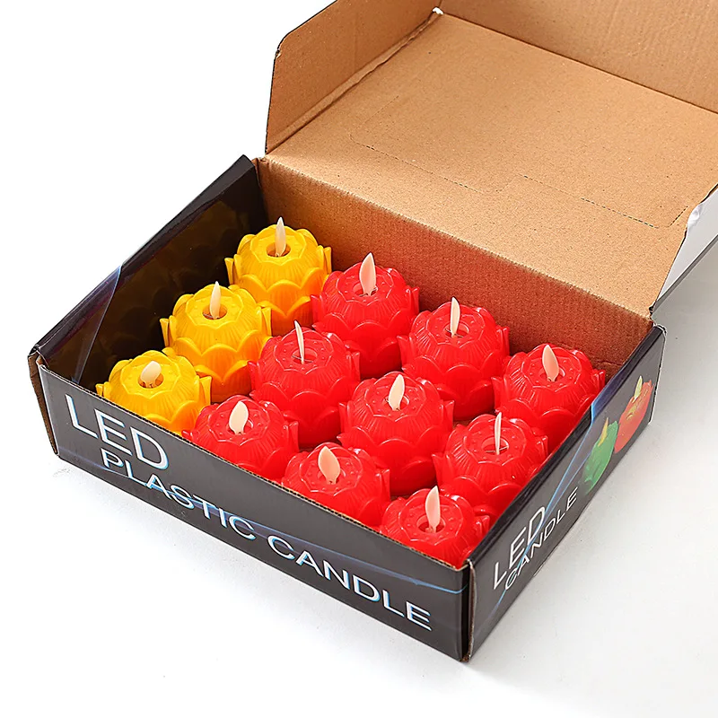 

Pack of 6 Electronic Candle Battery Operated Flameless Tea Light DIY Romance lotus Night Lamp Valentine's Day Wedding Party Lamp
