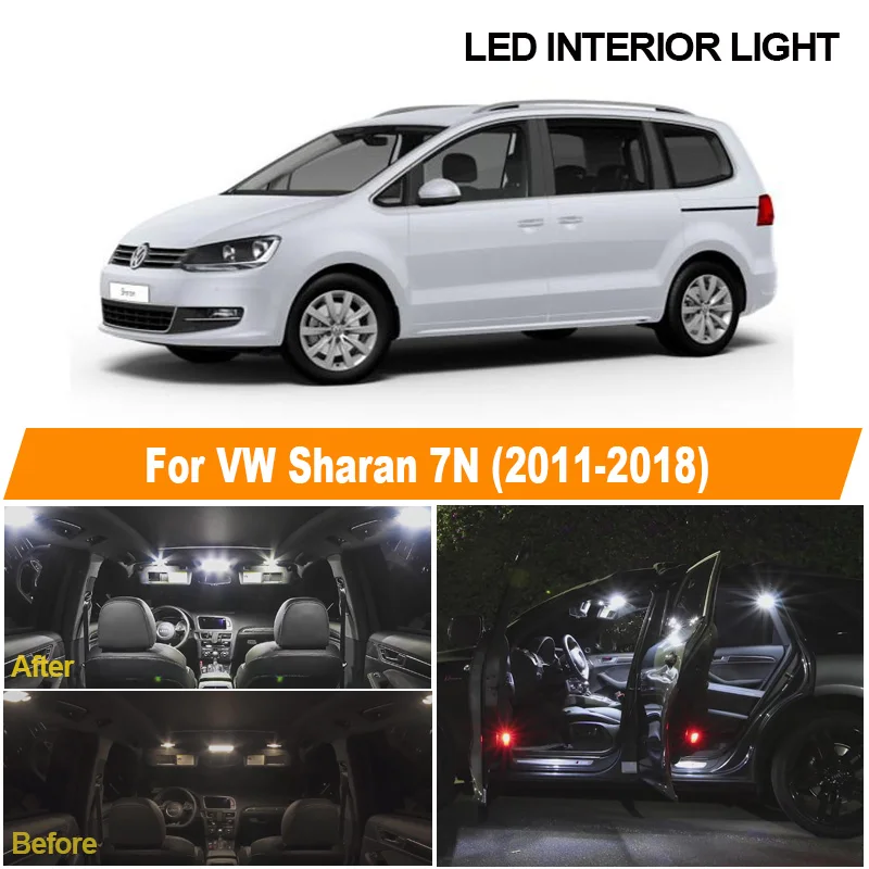 

17pcs White Canbus LED Car Bulbs Interior Map Dome Light Package Kit For Volkswagen VW Sharan 7N 2011-2018 License Plate Lamp