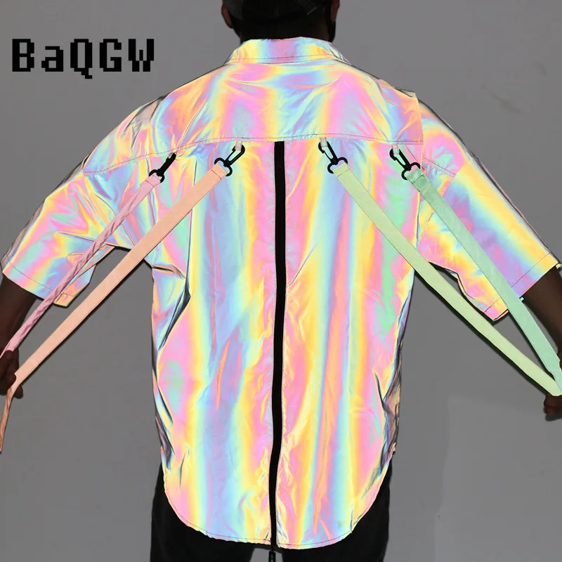 

Мужские футболки в стиле хип-хоп, однотонные Свободные повседневные рубашки со съемной тесьмой и отложным воротником, шикарная блузка, мужская одежда