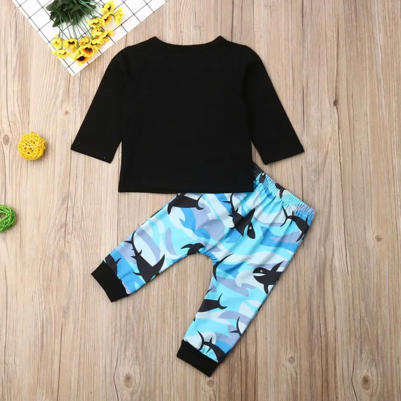 Комплекты одежды для маленьких мальчиков комплекты длинная футболка топы + штаны