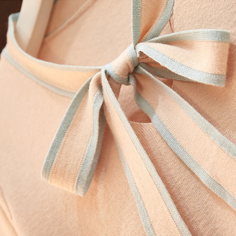 Женский комплект из 2 предметов размера плюс осенне-зимнее Полосатое платье с