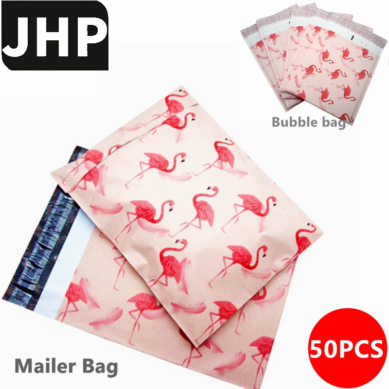 

50PC Big Size Flamingo Pattern Thicken Express Bag,Cartoon Patten Bubble Mailer Envelopes,Mailer Glue Seal Bags
