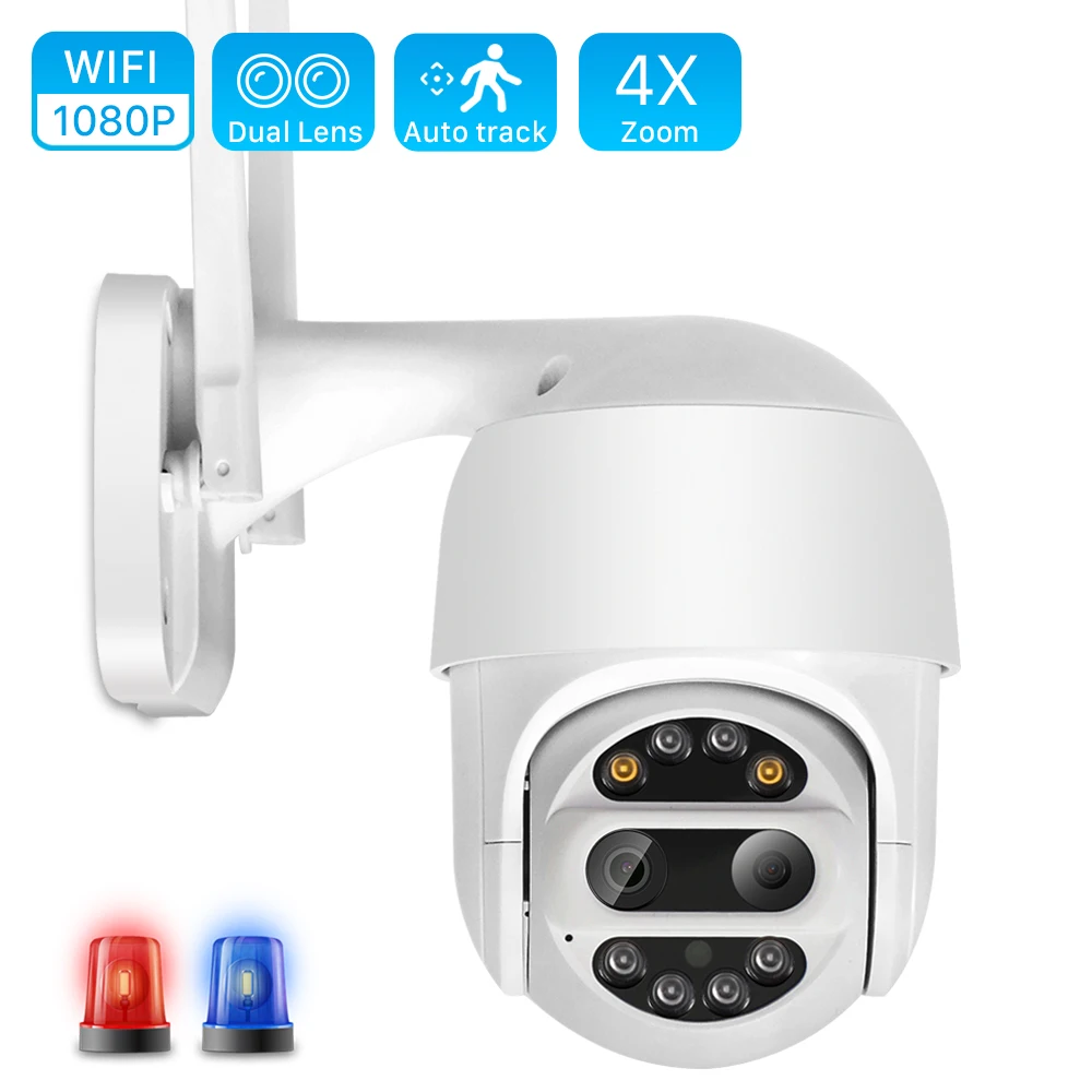 Dual-Lens 1080P PTZ IP Camera Wifi Outdoor Speed Dome Camera Auto Tracking CCTV Home Security IP Camera 2MP Audio Baby Monitor