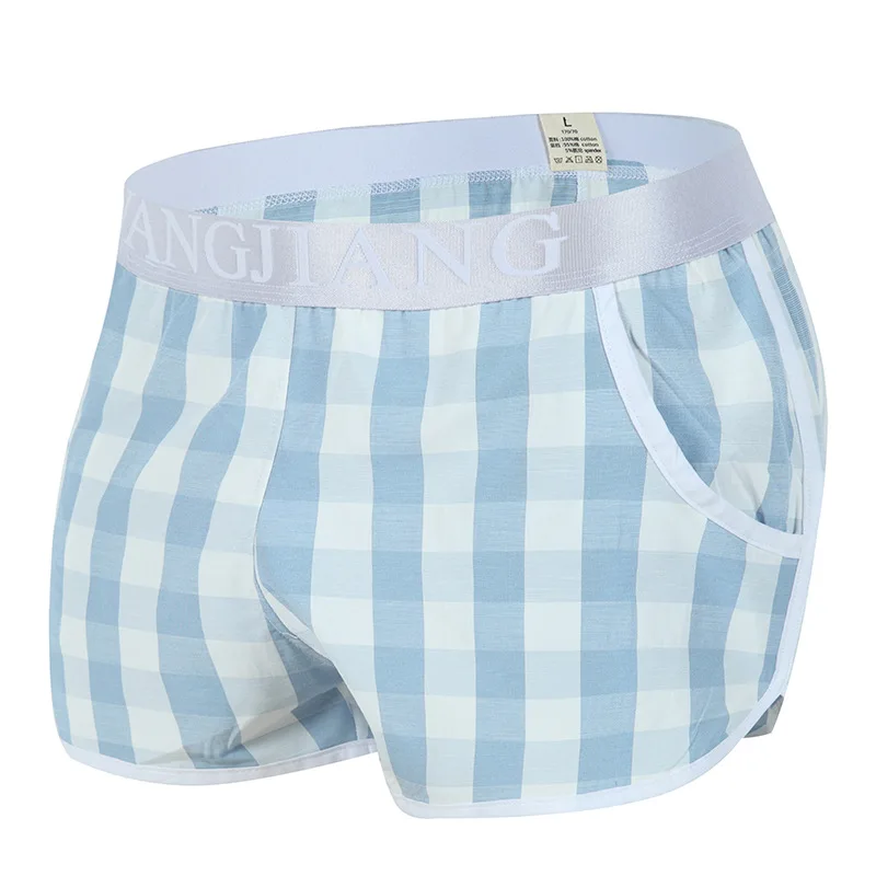 

Мужское нижнее белье, хлопковые дышащие свободные трусы-боксеры, модные простые домашние шорты в клетку