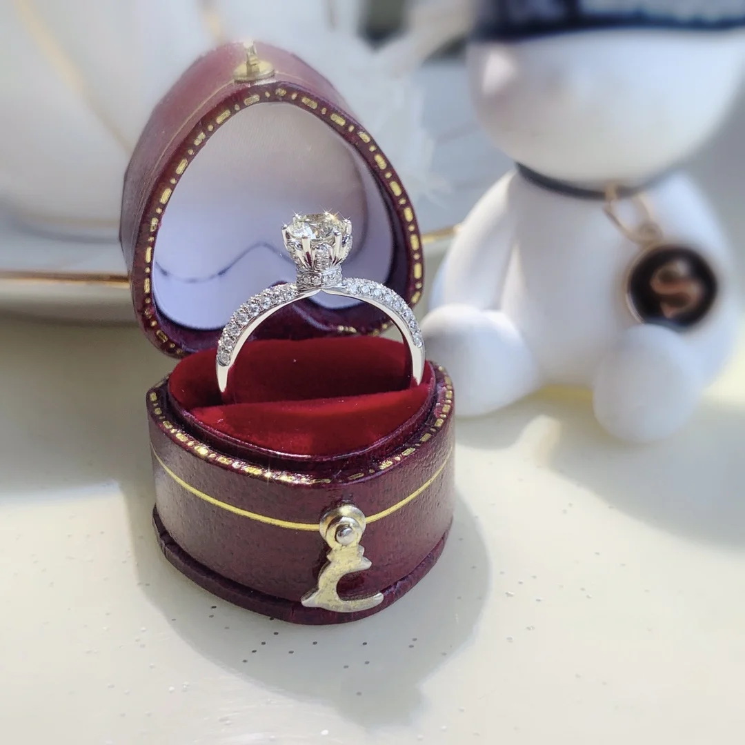 

18k White Gold Round Cut 0508carat IJ VS Natural Diamond Engagement Ring side Stone 0.365ctw Real Diamond Fine Ring