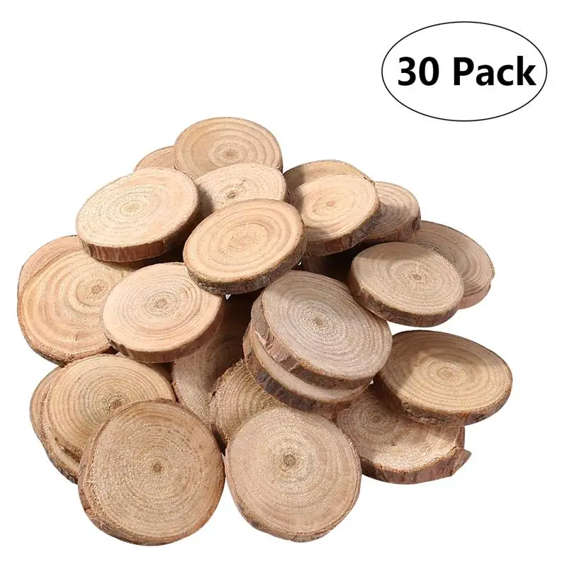 

30pcs 3-4CM Wood Log Slices Discs For DIY Crafts Wedding Centerpieces DIY Handmade Round Wood Chips