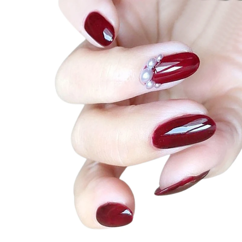 24 шт. блестящие накладные ногти с красными бриллиантами | Красота и здоровье