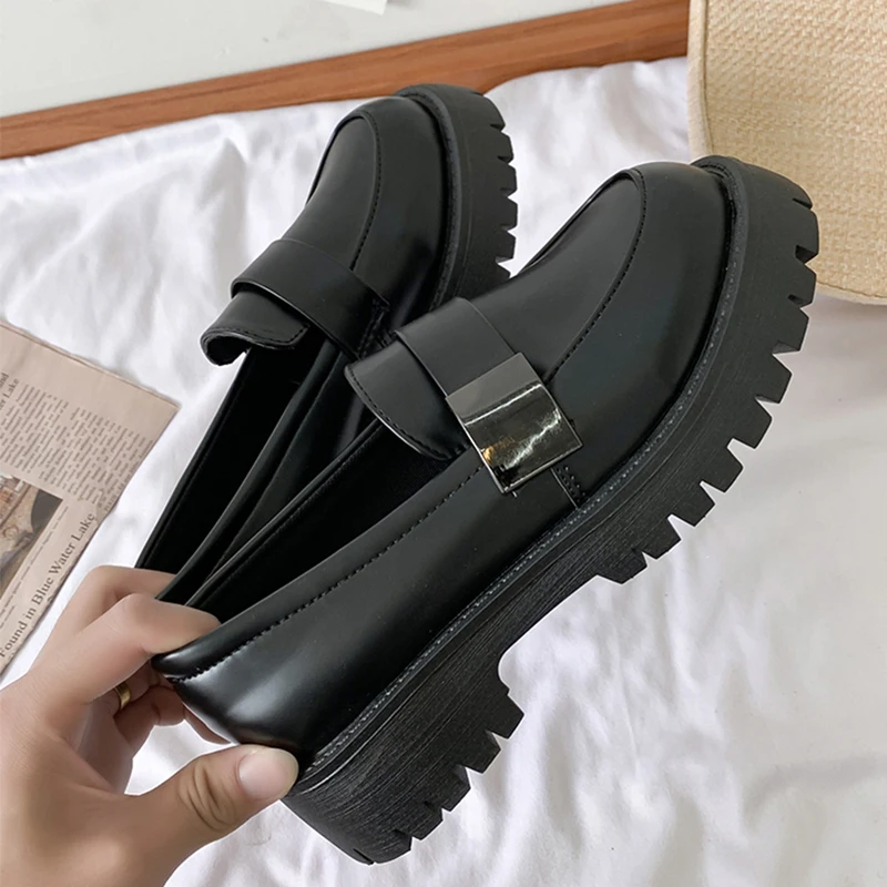 

Womens Derby Shoes Black Flats British Style Casual Female Sneakers Ladies' Footwear Shallow Mouth Loafers With Fur Soft 2023