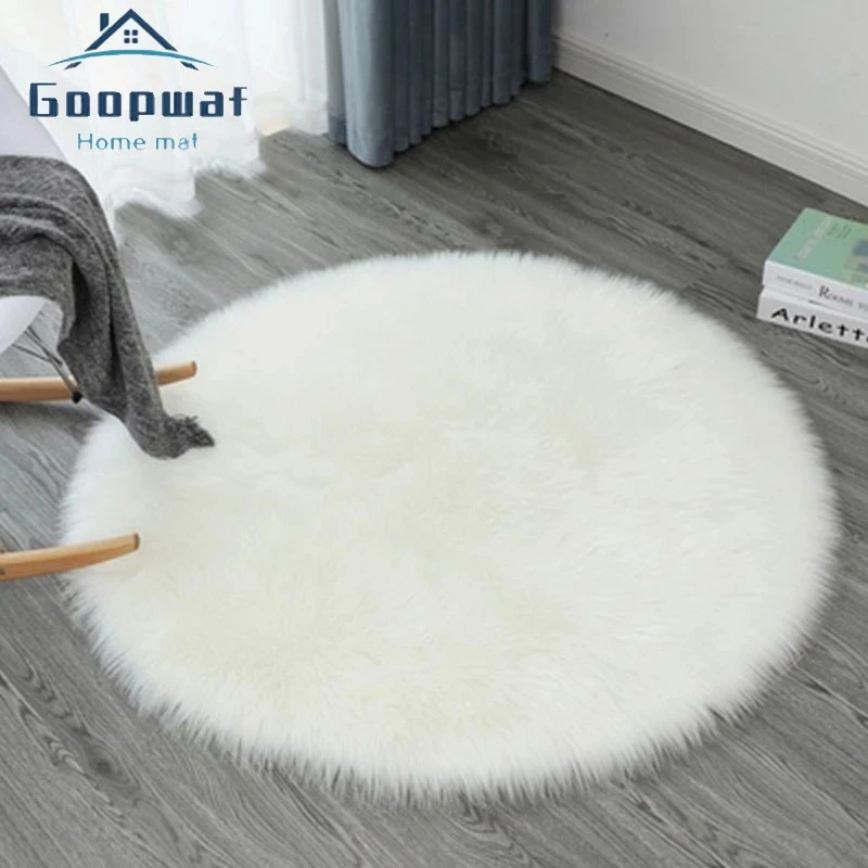 

Soft Faux Fur Area Rug Carpets Living Room Long Plush Oval Carpet Artificial Wool Sheepskin Shaggy Rugs Floor Mat For Bedroom
