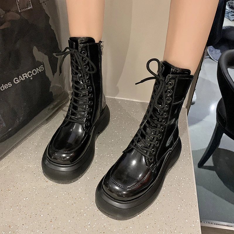 2021 Fashion New short Boots Autumn and Winter Thick-soled All-match Motorcycle Boots Mid-tube Boots Women Ladies