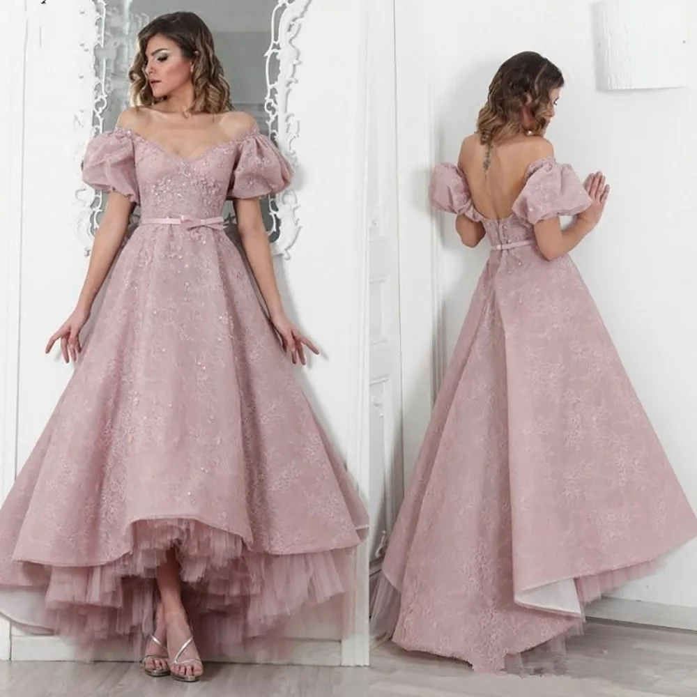 

Dusty Pink Muslim Evening Dresses Ball Gown Lace Sweetheart Islamic Dubai Saudi Arabic Long Elegant Evening Gown Prom