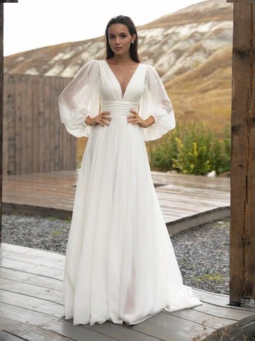 Lakshmigown простое свадебное платье с длинным рукавом 2022 сексуальное свадебное платье трапециевидной формы для пляжа женское свадебное платье летние платья