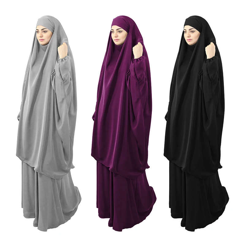 

Eid Muslim Women Hooded Long Khimar Paryer Garment 2 Piece Set Abaya Dress Full Cover Islamic Clothing Kaftan Jilbab Djellaba