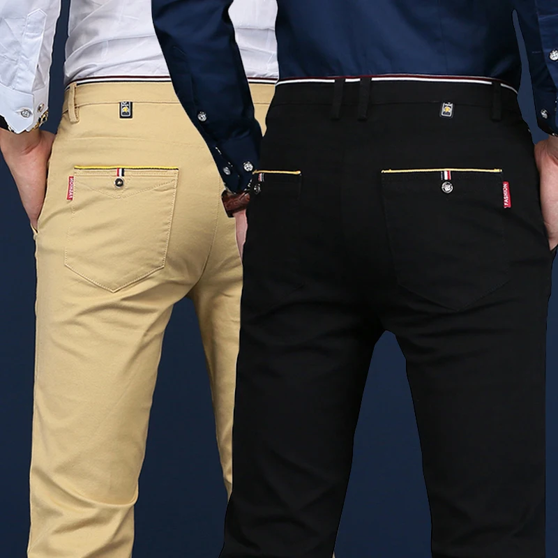 Новинка 2019 повседневные мужские хлопковые брюки VODOF на весну и зиму модные в