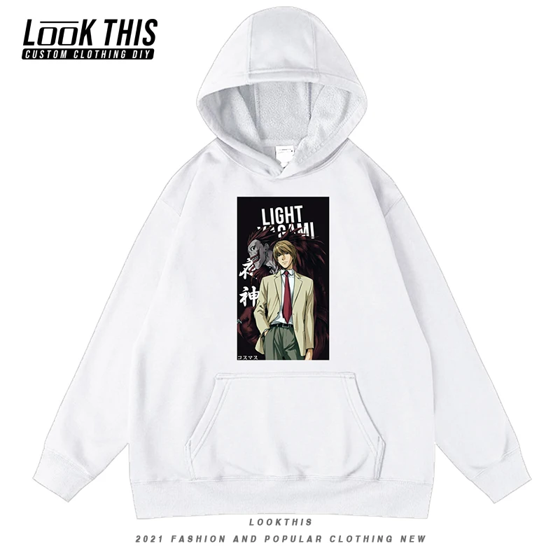 

Мужская Флисовая Толстовка с капюшоном, черная толстовка с принтом в стиле аниме «Death Note», уличный пуловер унисекс с капюшоном, 2019