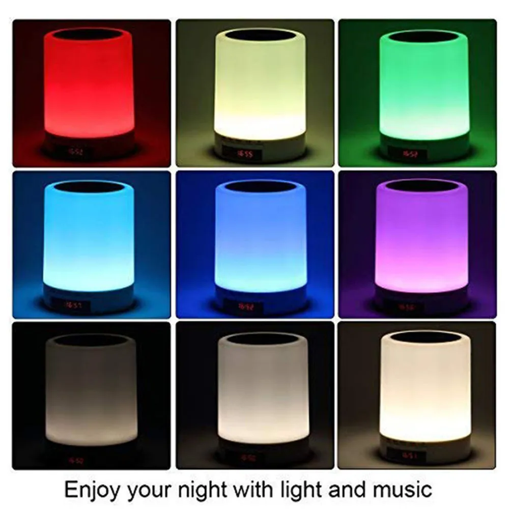 

Wireless Cylinder Colorful Night Light Bluetooth Speaker Alarm Clock Home Decor Wireless Bluetooth Speaker Heavy Bass Speaker