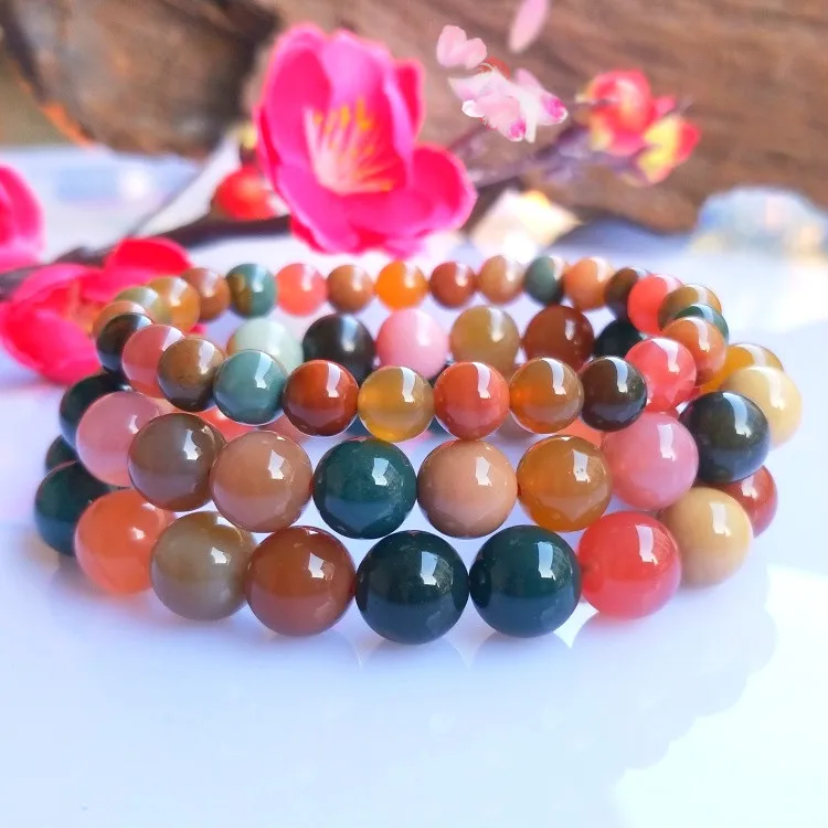 Натуральный Цвет Нефритовые бусины браслет Шарм ювелирные изделия Модные