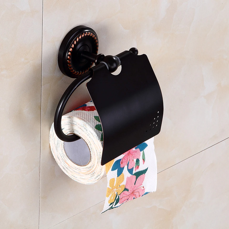 Черный латунный держатель для туалетной бумаги антикварные аксессуары ванной