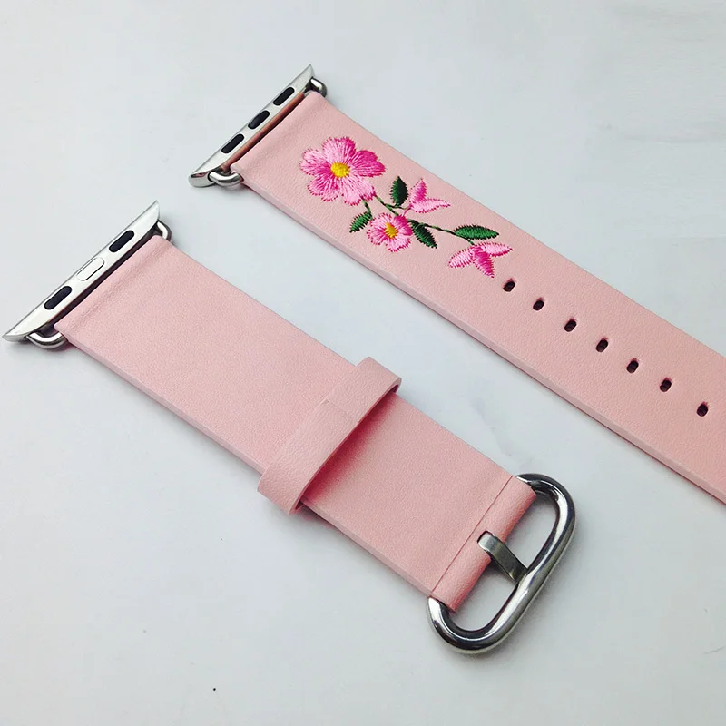 Apple Watch Strap Leather Cowhide Strap 38mm 42mm Series 4/3/2/1 iwatch Apple Watch Strap 40mm 44mm Bracelet Embroidered