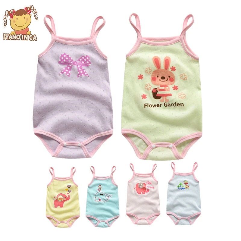 

Комбинезон хлопковый для новорожденных, однотонный Ромпер без рукавов, с мультяшным рисунком, повседневная одежда, на лето