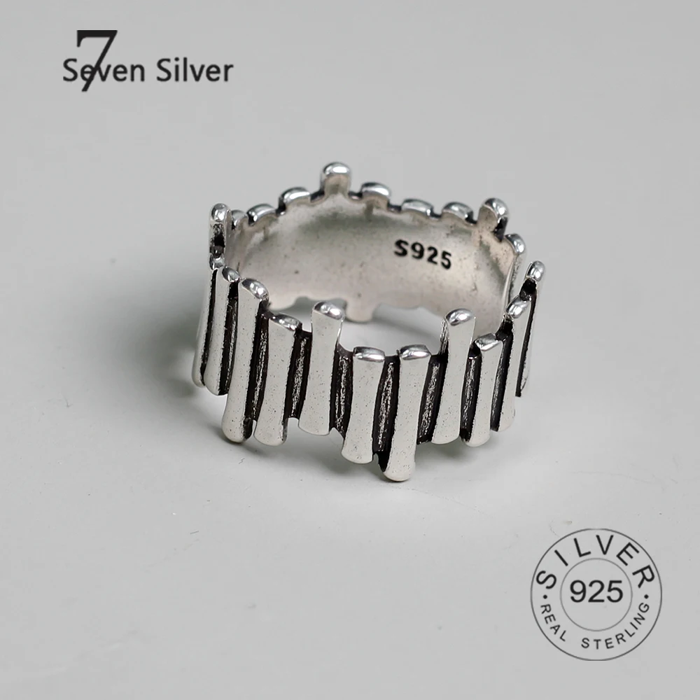 

Real 925 Sterling Silver strips vintage Geometric Ring For Fashion Women Cute Fine Jewelry Minimalist Accessories Gift