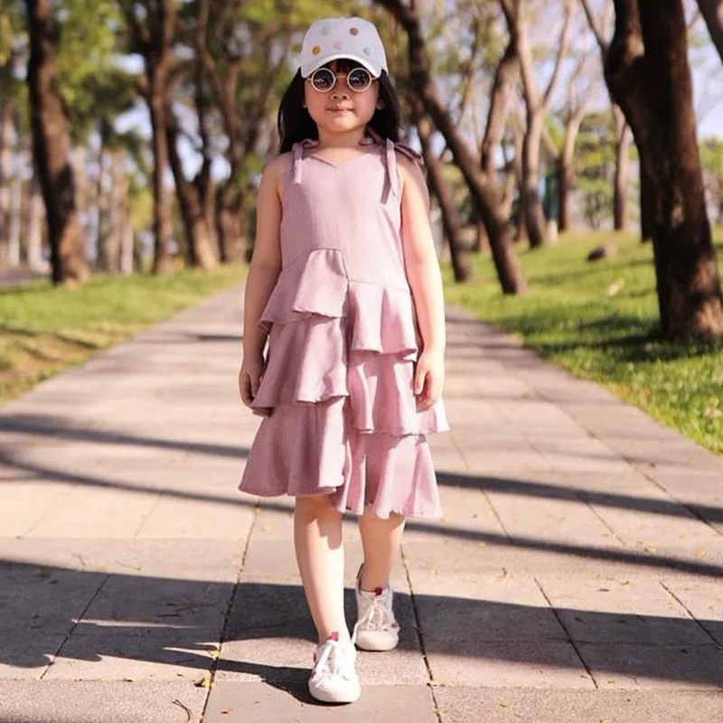 Кружевное платье-пачка для детей винтажное льняное платье маленьких девочек