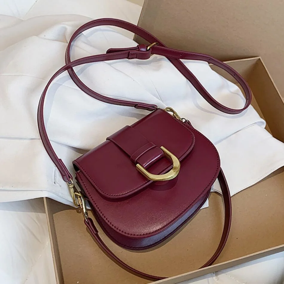 

Однотонная Сумка-седло с откидной крышкой, новинка 2021, качественная дизайнерская женская сумка из искусственной кожи, винтажная сумка-месс...