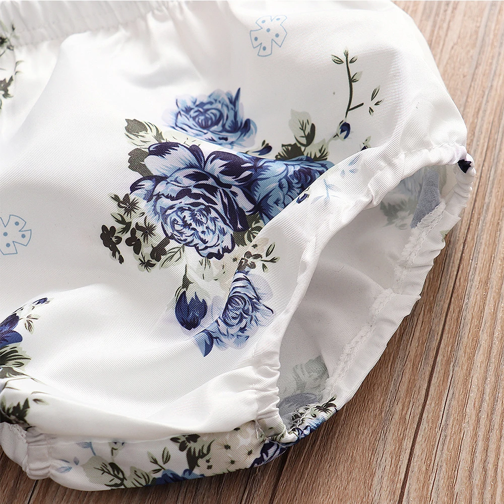 

Children's clothing sets for baby Baby clothes summer summer girls' Blue Top + White Shorts Set 0-2 years old baby clothes