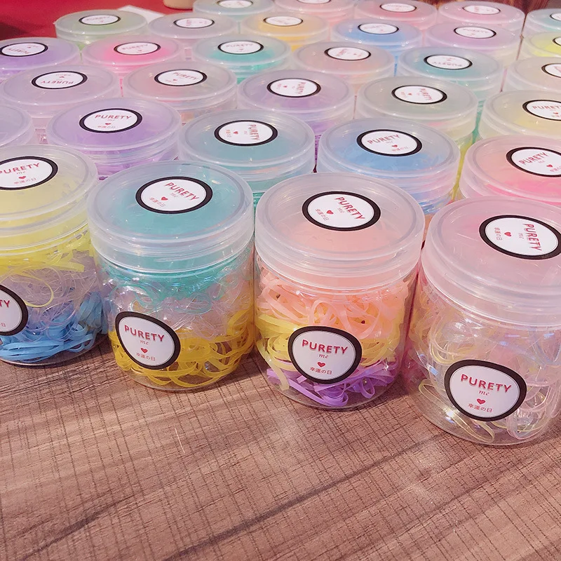 

10 boxes / lots Cocktail Inspiration Gradient Rainbow Candy Color Disposable Rubber Band Net Red Canned Hair Strap