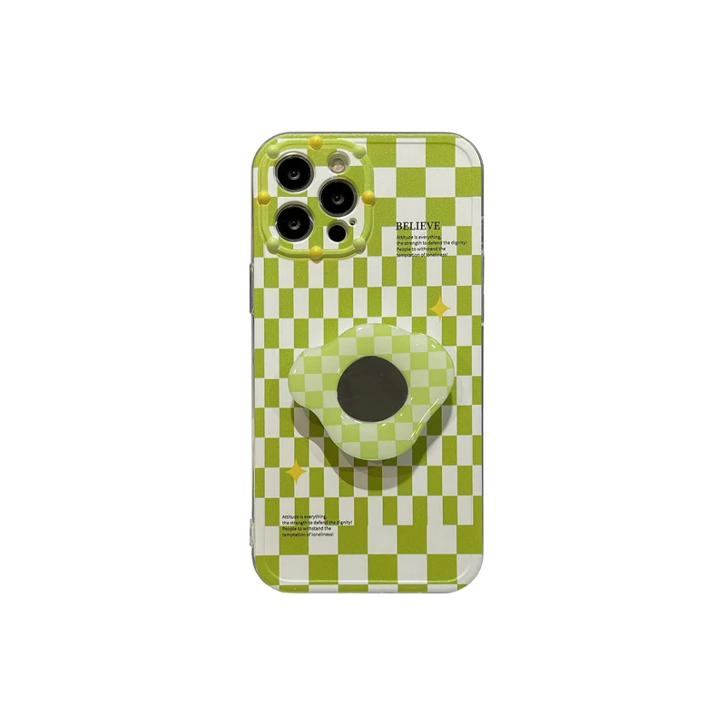 Набор зеркальный чехол-подставка для телефона iPhone 7 8 Plus с узором в сетку 11 12 Pro Max X