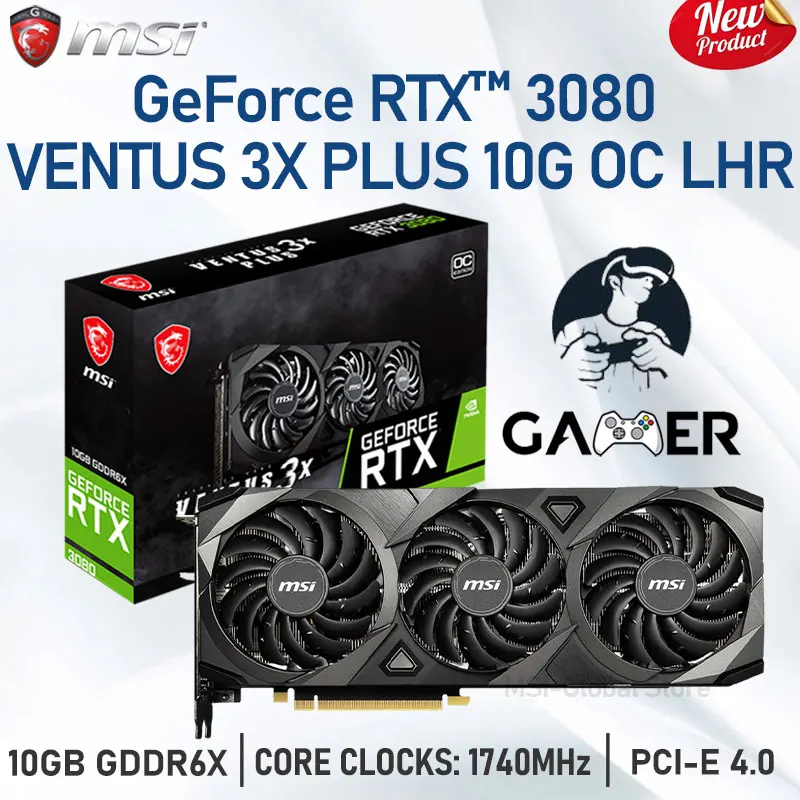 

MSI Raphic Cards GeForce RTX 3080 VENTUS 3X PLUS 10G OC LHR GDDR6X Graphics Cards 320-bit HDCP PCI-E 4.0 RTX3080 GPU GAMING New