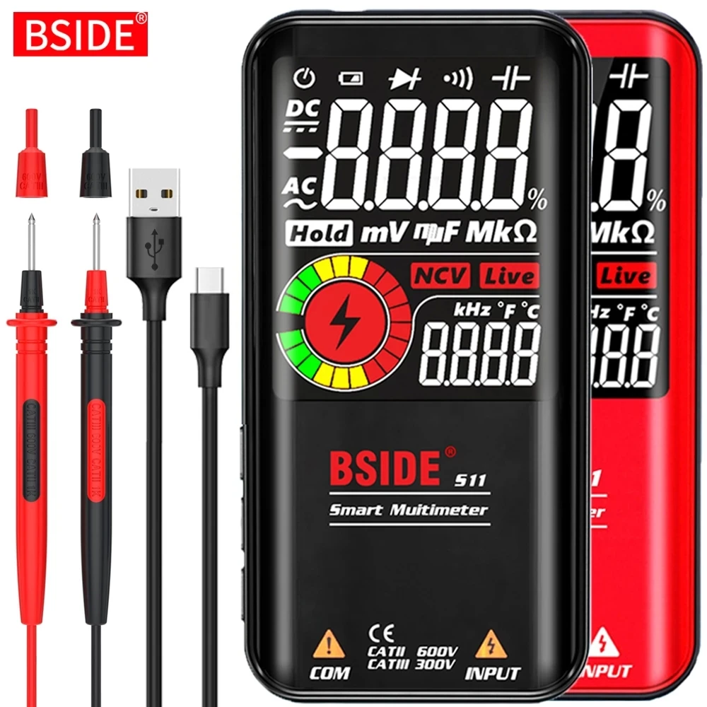 Цифровой мультиметр BSIDE S11 9999 T-RMS ЖК-дисплей цветной дисплей постоянный ток