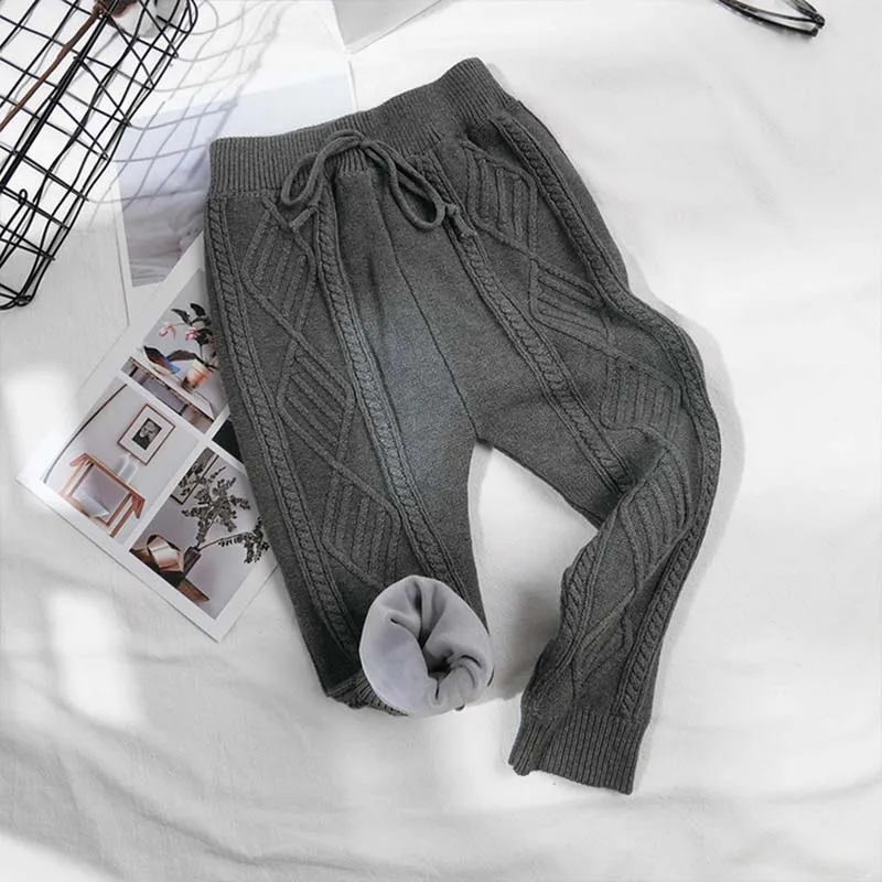 Осенне зимние леггинсы для маленьких мальчиков и девочек с крученой веревкой