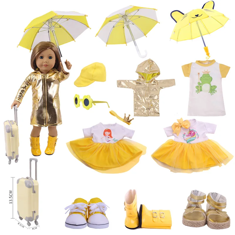 Кукольная одежда Yellow Raincoat единорог обувь для куклы 18 дюймов с драгоценностями и 43